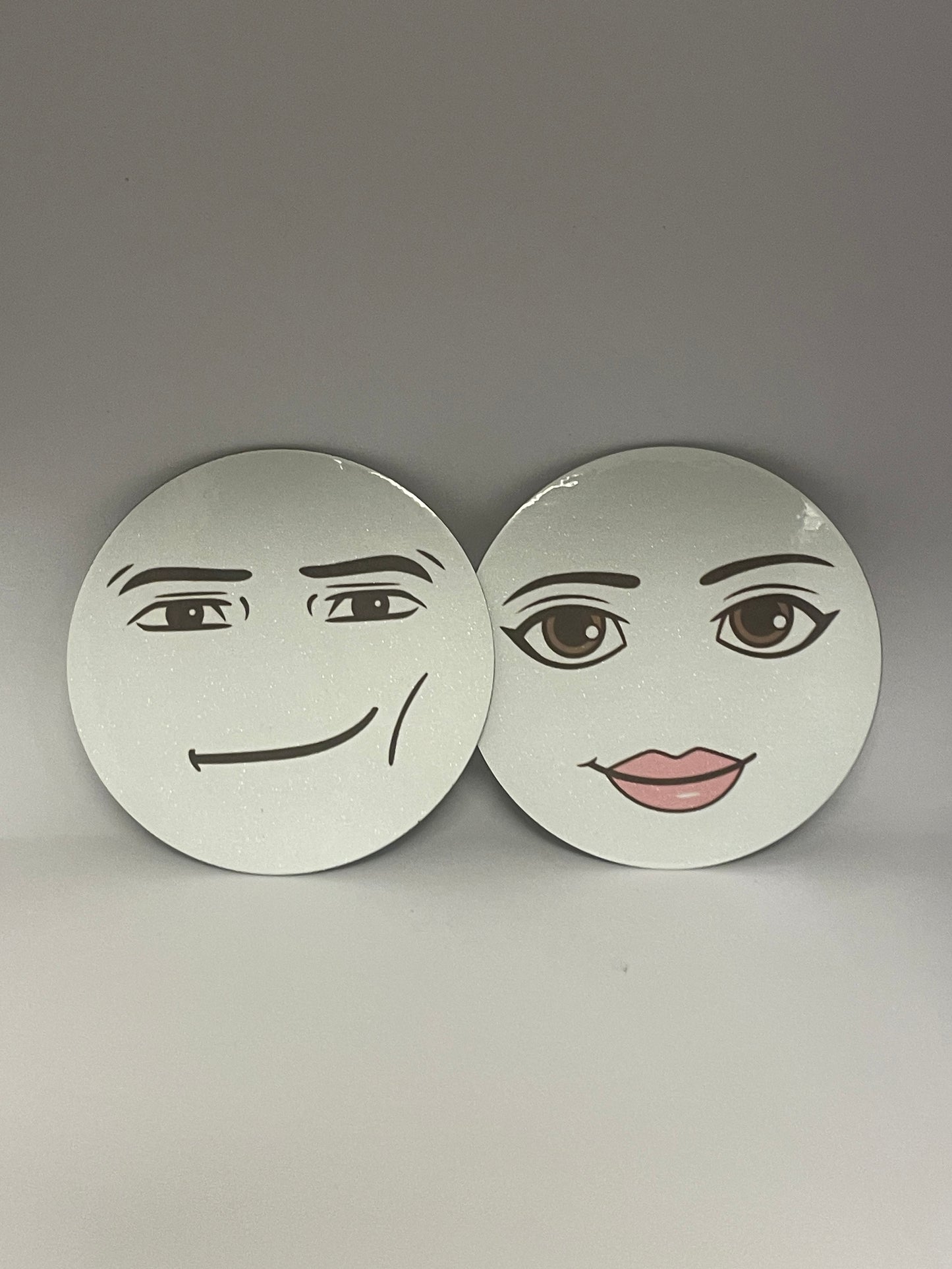 Meme Man AND Woman Face GLITTERY MAGNET