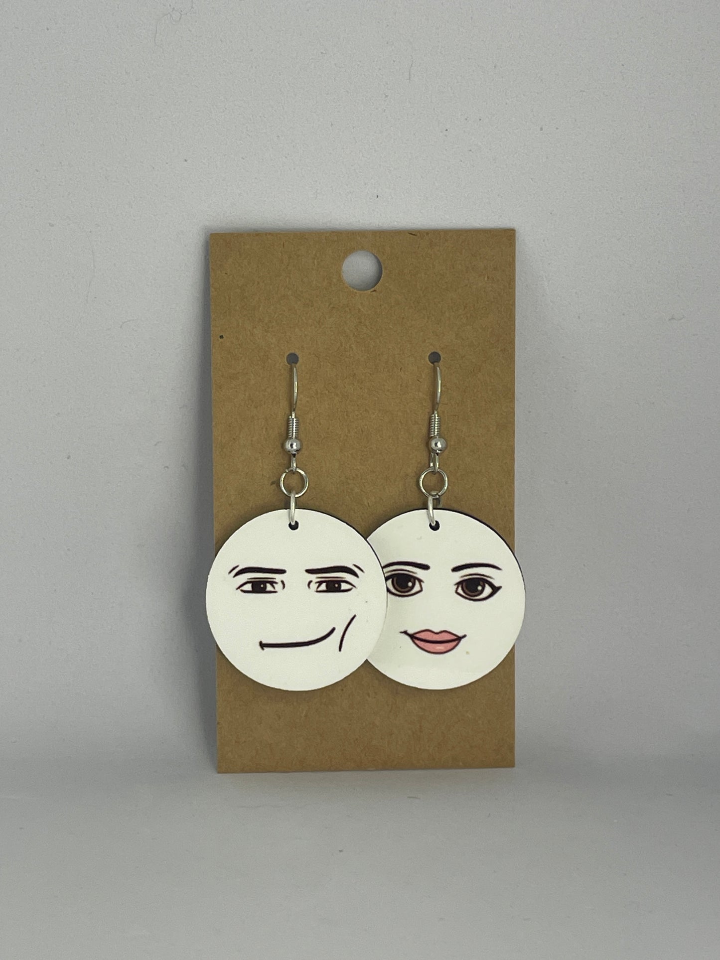 Meme Man Face and Woman Face Earrings