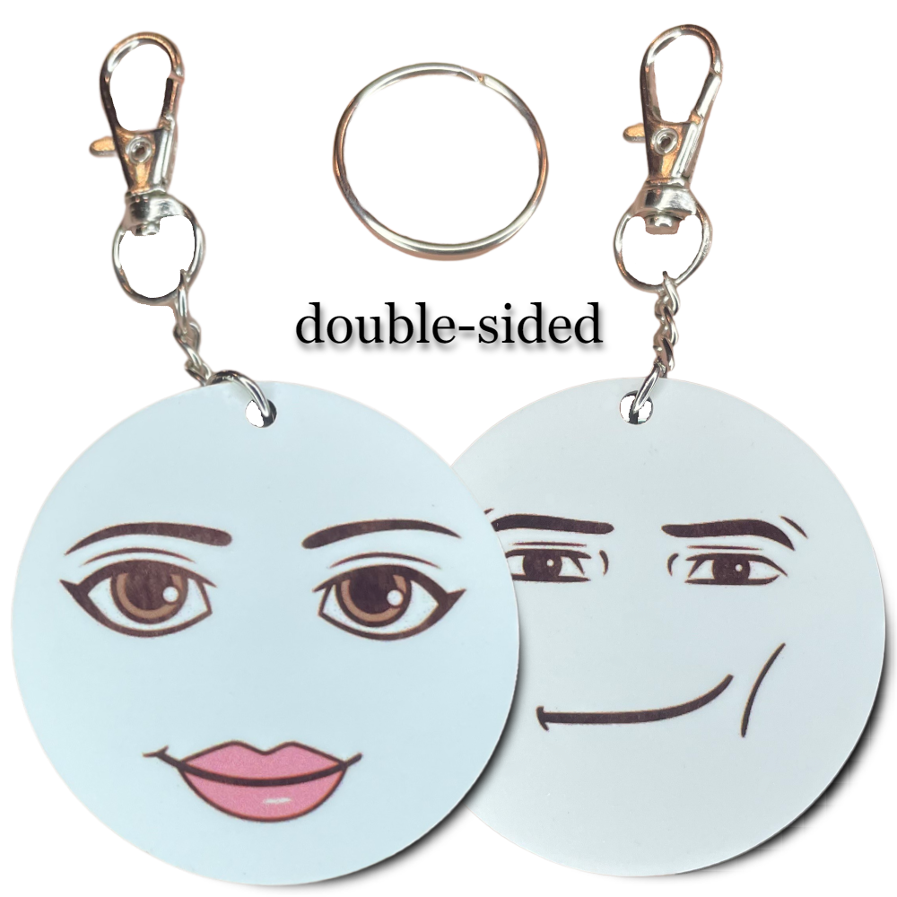 Meme Man Face and Woman Face KEYCHAIN