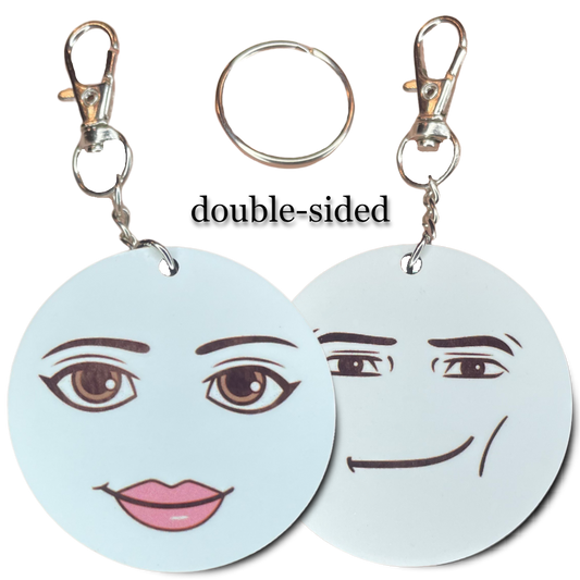 Meme Man Face and Woman Face KEYCHAIN