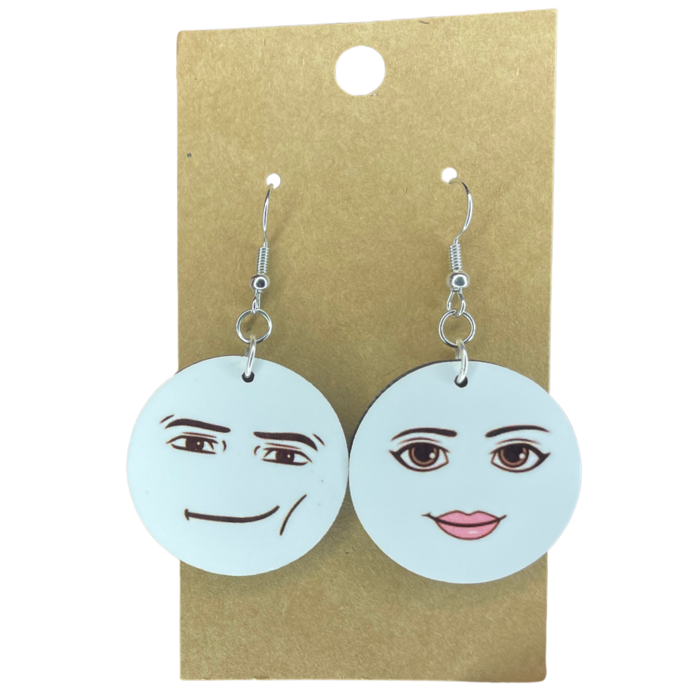 Meme Man Face and Woman Face Earrings