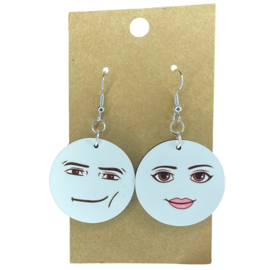 Meme Man Face and Woman Face Earrings